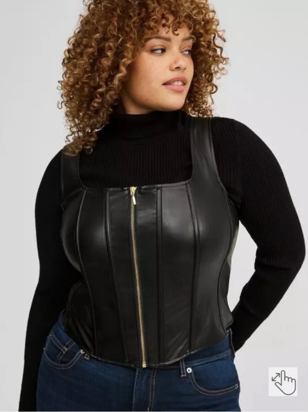NWT Torrid Black Pleather Zip Up Corset Tank Top, Size 4x